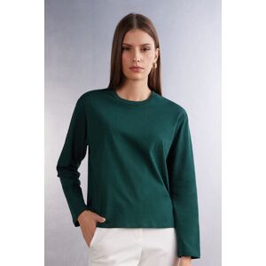 Intimissimi Maglia Manica Lunga Boxy Fit in Cotone Donna Verde Taglia M