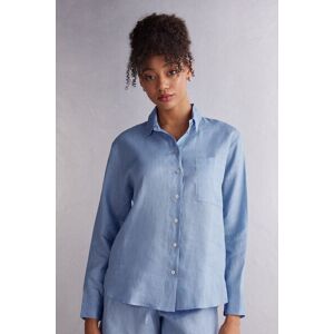 Intimissimi Camicia in Tela di Lino Donna Azzurro Taglia S