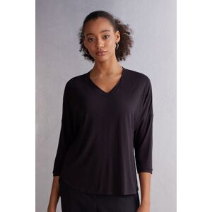 Intimissimi Maglia Scollo a V in Fresh Bamboo Donna Nero Taglia L