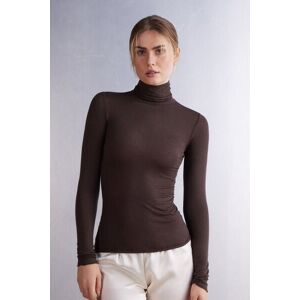 Intimissimi Maglia in Modal Ultralight con Cashmere Collo Alto Donna Marrone Taglia S