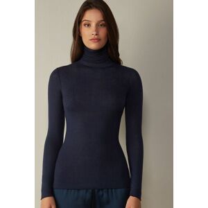 Intimissimi Maglia in Modal Ultralight con Cashmere Collo Alto Donna Blu Taglia L