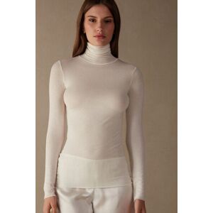 Intimissimi Maglia in Modal Ultralight con Cashmere Collo Alto Donna Avorio Taglia S