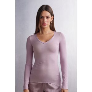 Intimissimi Maglia Scollo a V in Modal Ultralight con Cashmere Donna Viola Taglia L