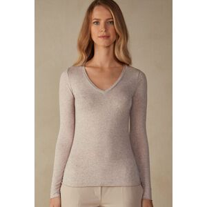 Intimissimi Maglia Scollo a V in Modal Ultralight con Cashmere Donna Naturale Taglia M