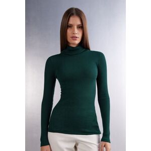 Intimissimi Tubolare a Manica Lunga in Lana e Seta Collo Alto Donna Verde Taglia L