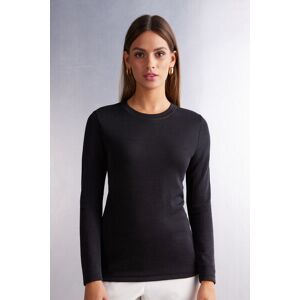 Intimissimi Maglia Girocollo Wool & Cotton a Manica Lunga Donna Nero Taglia S