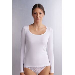 Intimissimi Maglia a Manica Lunga con Scollo a Madonna in Micromodal Donna Bianco Taglia M