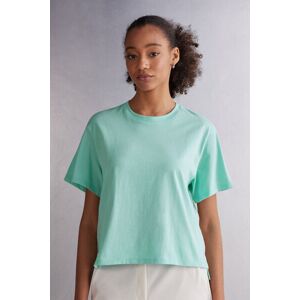 Intimissimi Maglia Manica Corta Boxy Fit in Cotone Donna Verde Taglia S