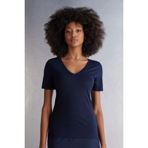 Intimissimi Maglia Manica Corta con Scollo a V in Cotone Ultrafresh Donna Blu Taglia M