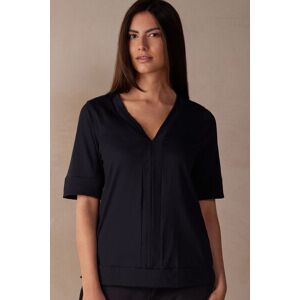 Intimissimi Maglia Manica Corta Scollo a V in Cotone Supima® Ultrafresh Donna Nero Taglia M