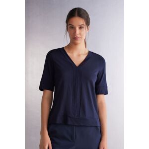 Intimissimi Maglia Manica Corta Scollo a V in Cotone Supima® Ultrafresh Donna Blu Taglia S