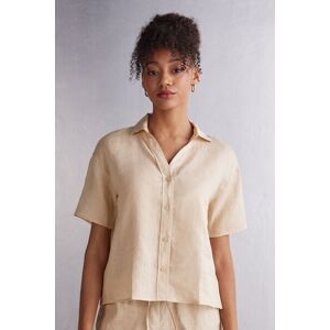 Intimissimi Camicia Manica Corta in Tela di Lino Donna Naturale Taglia M