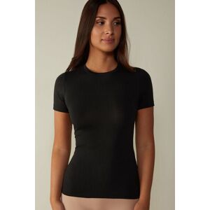 Intimissimi Maglia Manica Corta in Cotone Superior Elasticizzato Donna Nero Taglia M