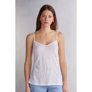 Intimissimi Top Scollo a V in Lino Donna Bianco Taglia L