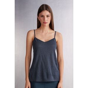 Intimissimi Top Scollo a V in Lino Donna Blu Taglia L