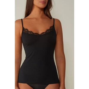 Intimissimi Top in Modal Ultralight con Cashmere con Pizzo Donna Nero Taglia S