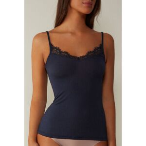 Intimissimi Top in Modal Ultralight con Cashmere con Pizzo Donna Blu Taglia S