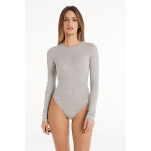 Tezenis Body Manica Lunga Girocollo Viscosa Ultraleggera a Costine Donna Grigio Tamaño L