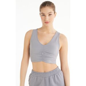 Tezenis Top Corto Scollo Americana con Arriccio in Microfibra Morbida Donna Grigio Tamaño M