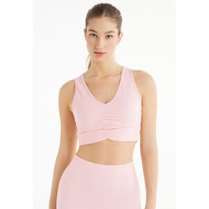 Tezenis Top Corto Scollo Americana con Arriccio in Microfibra Morbida Donna Rosa Chiaro Tamaño M