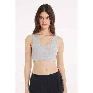 Tezenis Top Cortissimo Scollo V in Cotone a Costine Donna Grigio Tamaño S