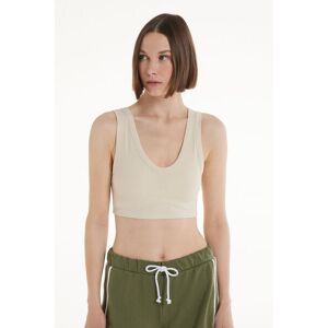 Tezenis Top Cortissimo Scollo V in Cotone a Costine Donna Naturale Tamaño L