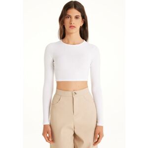 Tezenis Maglia Corta a Manica Lunga Girocollo a Costine Donna Bianco Tamaño L