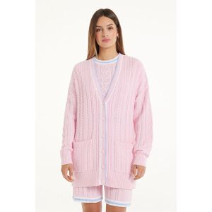 Tezenis Cardigan Lungo Manica Lunga Treccia con Tasche Donna Rosa Tamaño M