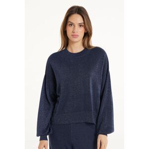 Tezenis Maglia Manica Lunga Girocollo Spalla Scesa Tessuto Laminato Donna Blu Tamaño L