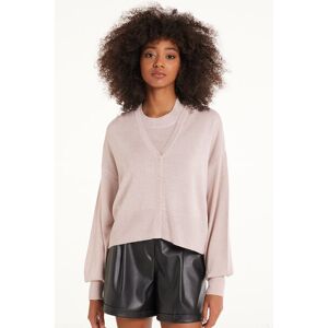 Tezenis Cardigan Corto Manica Lunga con Bottoni Tessuto Laminato Donna Viola Tamaño M