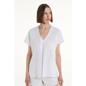 Tezenis T-Shirt Scollo a V con Pince in Cotone Donna Bianco Tamaño L