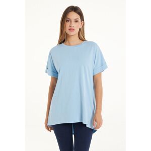 Tezenis T-Shirt in Cotone con Risvolto Kimono Donna Azzurro Tamaño S
