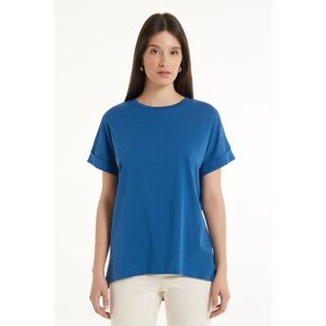 Tezenis T-Shirt in Cotone con Risvolto Kimono Donna Blu Tamaño M