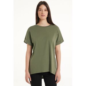 Tezenis T-Shirt in Cotone con Risvolto Kimono Donna Verde Tamaño M