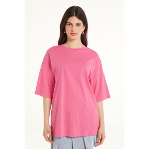Tezenis T-Shirt a Girocollo Oversize in Cotone Donna Rosa Tamaño L