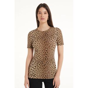 Tezenis T-Shirt Girocollo in Cotone Elasticizzato Stampato Donna Marrone Tamaño S