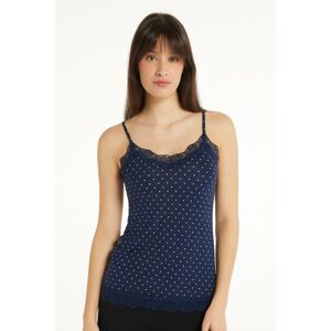 Tezenis Canotta Scollo a V con Inserto in Pizzo Donna Blu Tamaño S