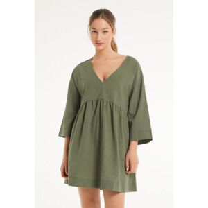 Tezenis Vestito Corto Ampio Manica 3/4 in 100% Cotone Super Leggero Donna Verde Tamaño M