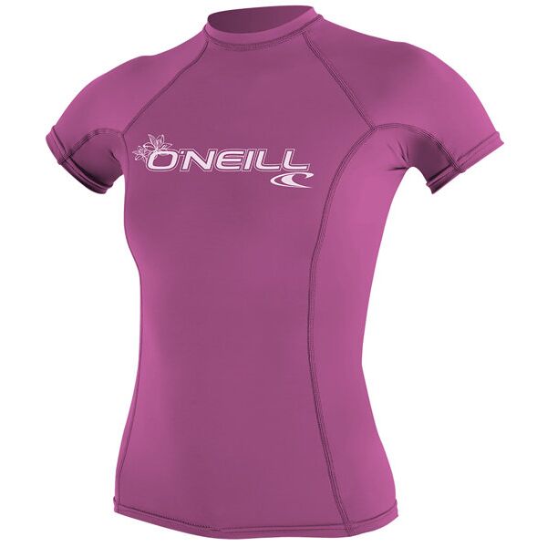 o'neill women's basic s/s rash guard - maglia a compressione - donna pink l