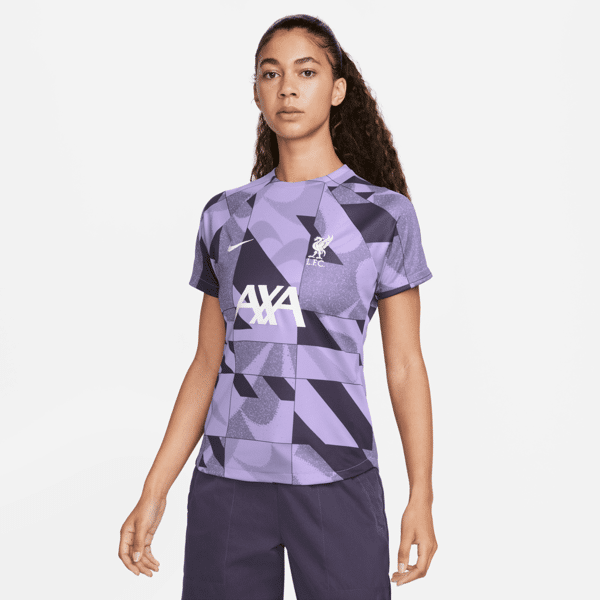 nike maglia da calcio pre-partita  dri-fit liverpool fc academy pro da donna – terza - viola