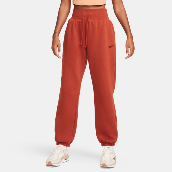 nike pantaloni tuta oversize a vita alta  sportswear phoenix fleece – donna - arancione