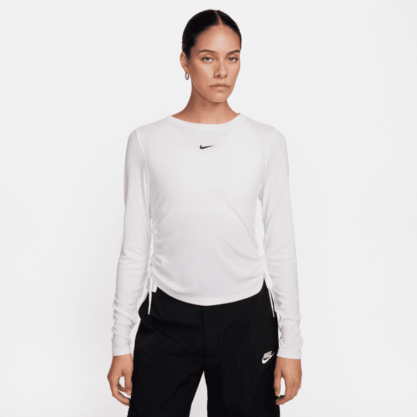 nike maglia moderna corta a manica lunga  sportswear essential – donna - bianco