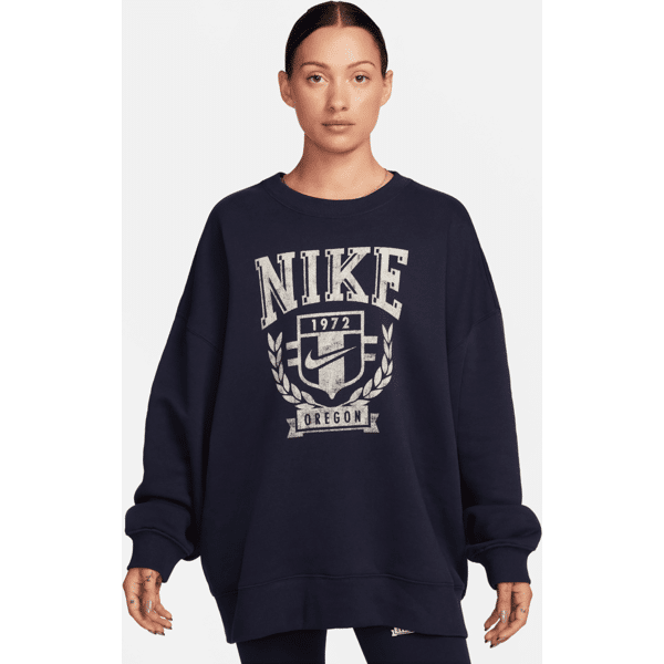 nike felpa a girocollo oversize in fleece  sportswear – donna - blu