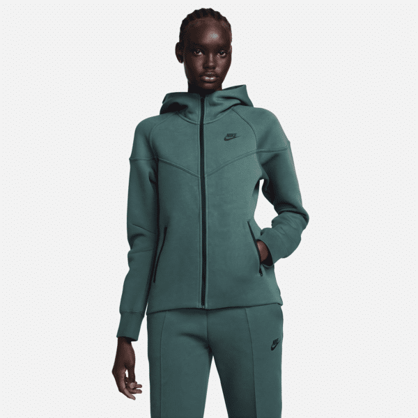 nike felpa con cappuccio e zip a tutta lunghezza  sportswear tech fleece windrunner - donna - verde