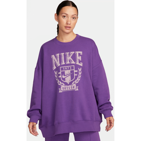 nike felpa a girocollo oversize in fleece  sportswear – donna - viola