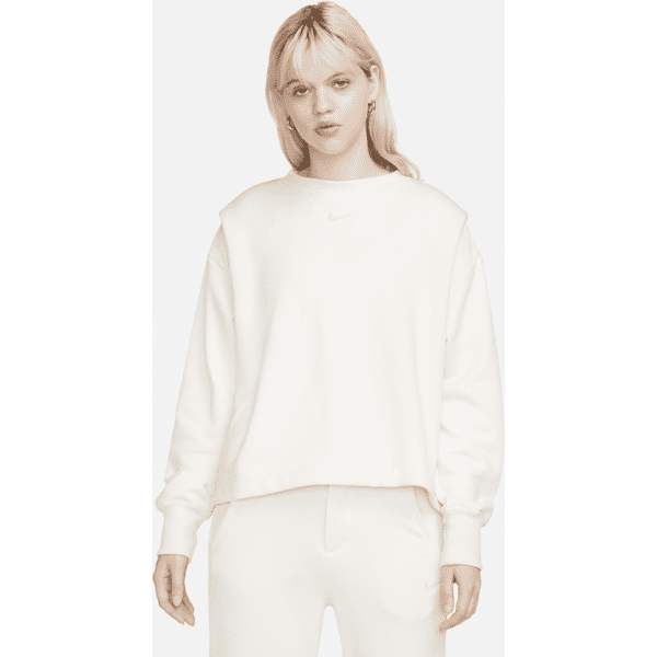 nike felpa oversize a girocollo in french terry  sportswear modern fleece – donna - bianco