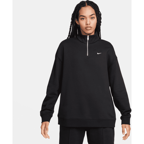 nike top in fleece oversize con zip a 1/4  sportswear – donna - nero