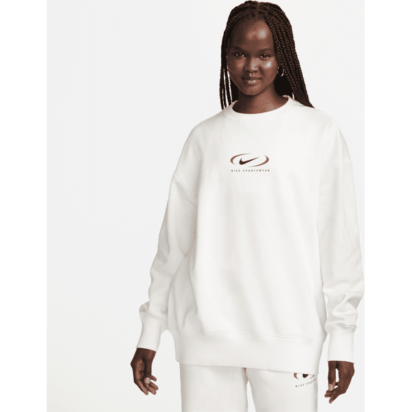 nike felpa a girocollo oversize  sportswear phoenix fleece – donna - bianco