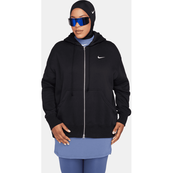 nike felpa oversize con cappuccio e zip a tutta lunghezza  sportswear phoenix fleece – donna - nero