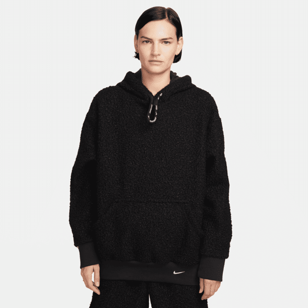 nike felpa con cappuccio in fleece high-pile  sportswear collection – donna - nero